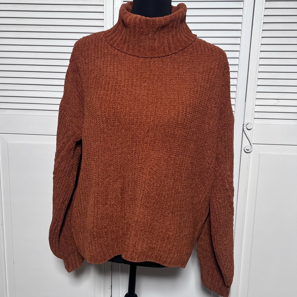 Pink Rose Turtleneck Rustic Caramel Color Lg